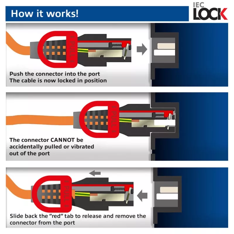 ACT Netzkabel C14 IEC Lock+ Dual Locking - C15 IEC Lock+ weiß 2 m, PC3875