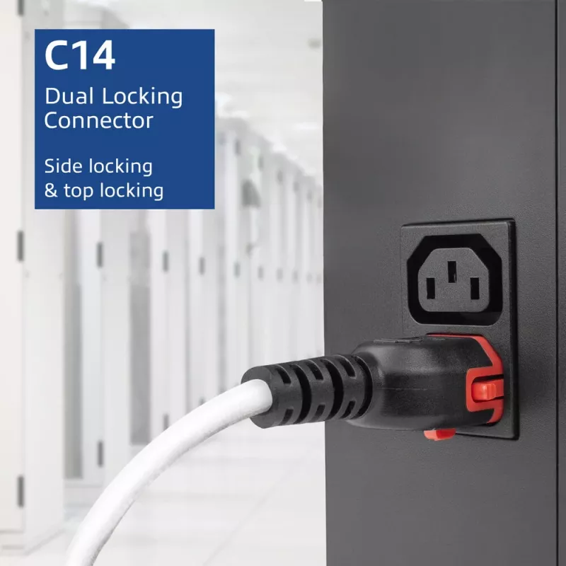 ACT Netzkabel C14 IEC Lock+ Dual Locking - C15 IEC Lock+ weiß 2 m, PC3875