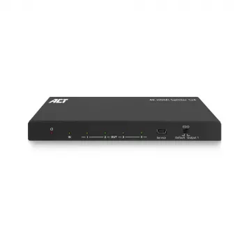 ACT 4K HDMI-Splitter, 1 auf 4, EDID-Unterstützung, HDMI, 4x HDMI, 3840 x 2160 Pixel, Schwarz, 4K Ultra HD, 10,2 Gbit/s