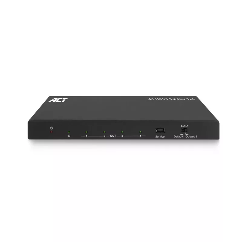 ACT 4K HDMI-Splitter, 1 auf 4, EDID-Unterstützung, HDMI, 4x HDMI, 3840 x 2160 Pixel, Schwarz, 4K Ultra HD, 10,2 Gbit/s