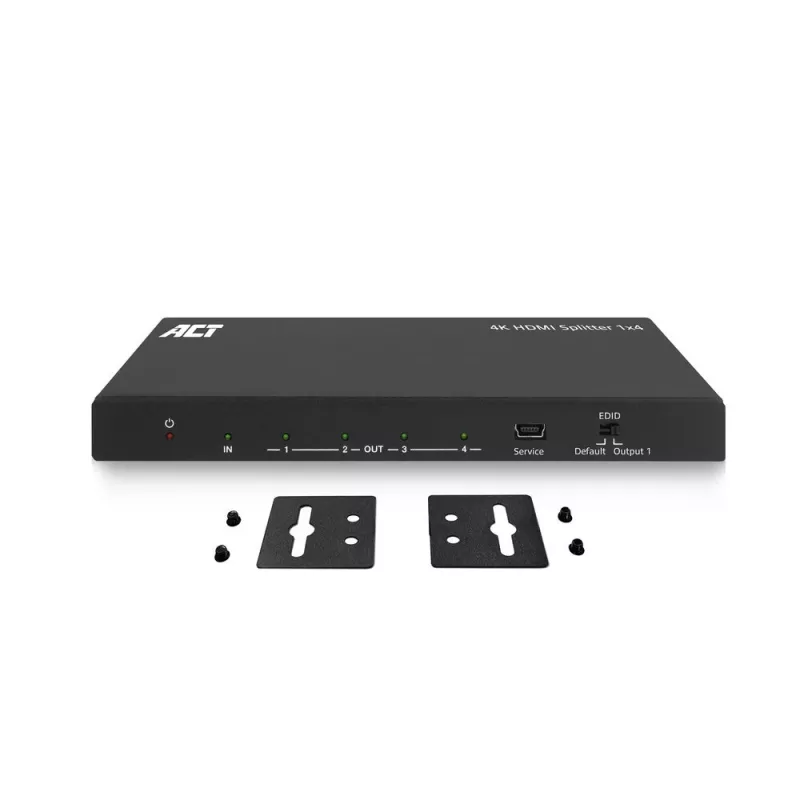 ACT 4K HDMI-Splitter, 1 auf 4, EDID-Unterstützung, HDMI, 4x HDMI, 3840 x 2160 Pixel, Schwarz, 4K Ultra HD, 10,2 Gbit/s