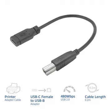ACT USB-C-Buchse auf USB-B 2.0 Druckeradapterkabel 0,2 m