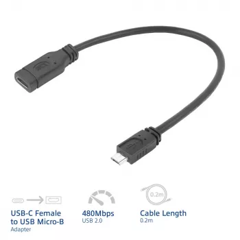 ACT USB Type-C-Buchse auf USB Micro-B-2.0-Stecker-Adapterkabel 0,2 m