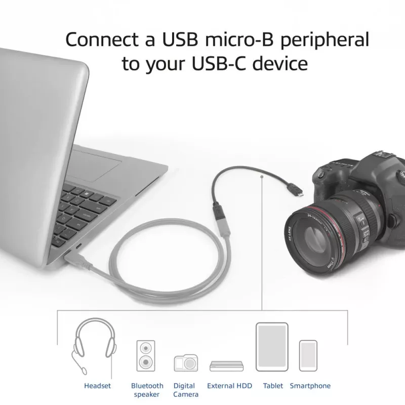 ACT USB Type-C-Buchse auf USB Micro-B-2.0-Stecker-Adapterkabel 0,2 m