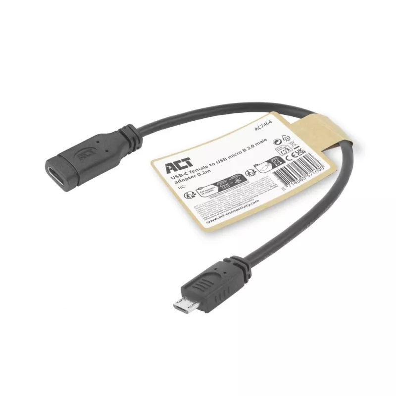 ACT USB Type-C-Buchse auf USB Micro-B-2.0-Stecker-Adapterkabel 0,2 m