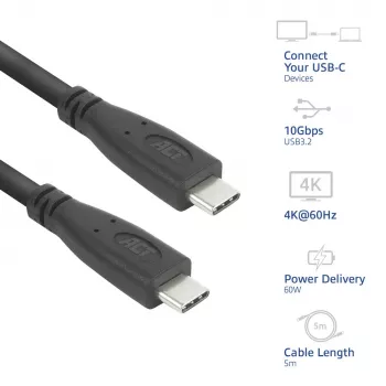 ACT AC7445 USB-Kabel USB 3.2 Gen 2 (3.1 Gen 2) 5 m USB C 10 Gbit/s 60 W Schwarz