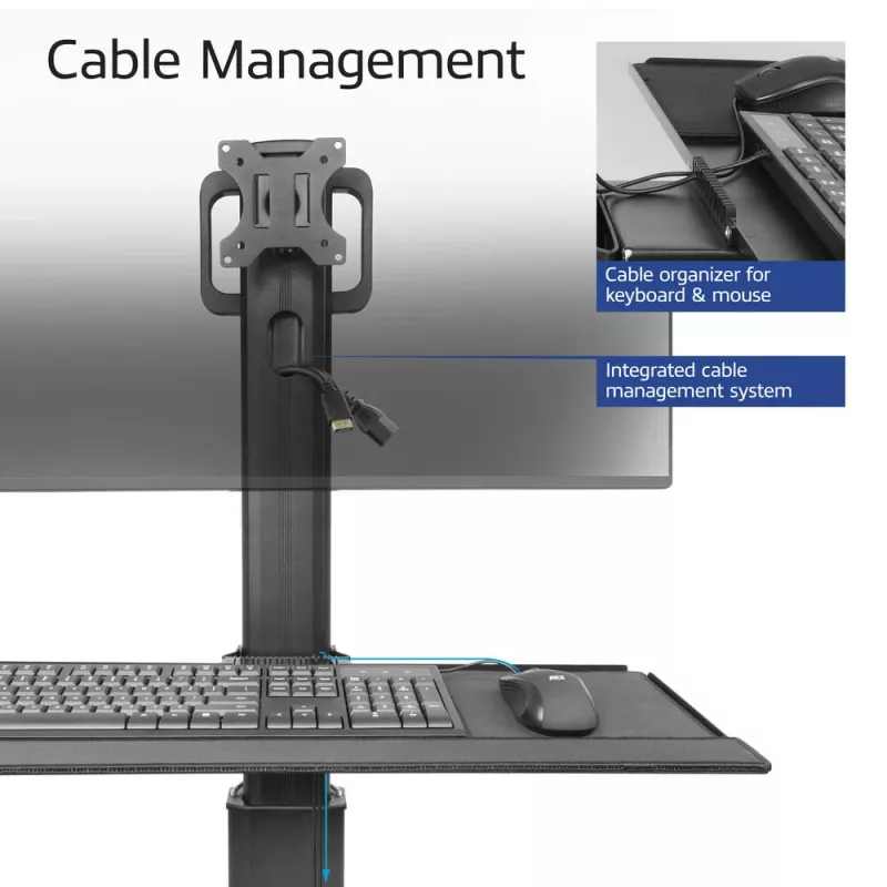 ACT Mobile Workstation für einen Monitor, mit CPU-Halterung, Tastatur- und Mausablage