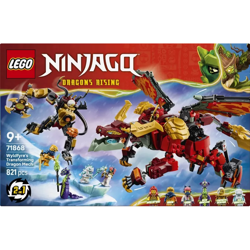 LEGO NINJAGO 71868 Wyldfyres verwandelbarer Drachen-Mech (821 Teile)