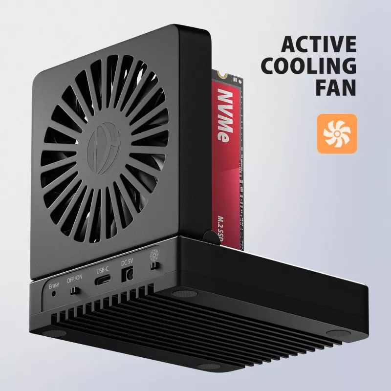 AXAGON ADSA-M2C44 USB4 40Gbps 4-Bay M.2 NVMe SSD Docking Station mit Offline-Klonfunktion, Aluminium, aktive Kühlung