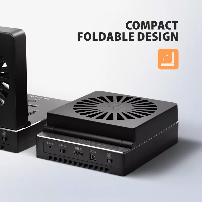 AXAGON ADSA-M2C44 USB4 40Gbps 4-Bay M.2 NVMe SSD Docking Station mit Offline-Klonfunktion, Aluminium, aktive Kühlung