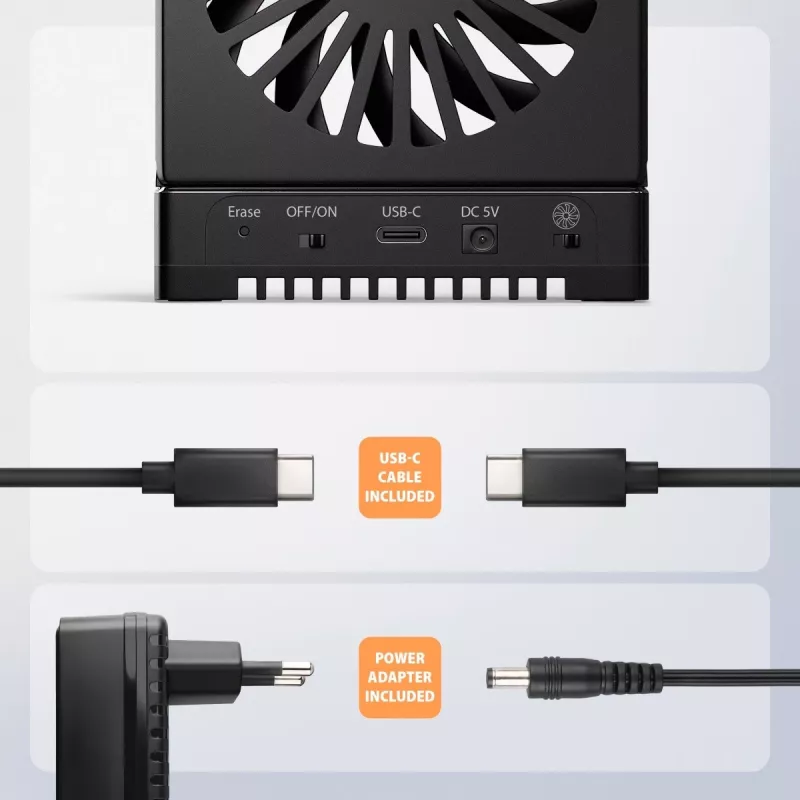 AXAGON ADSA-M2C44 USB4 40Gbps 4-Bay M.2 NVMe SSD Docking Station mit Offline-Klonfunktion, Aluminium, aktive Kühlung