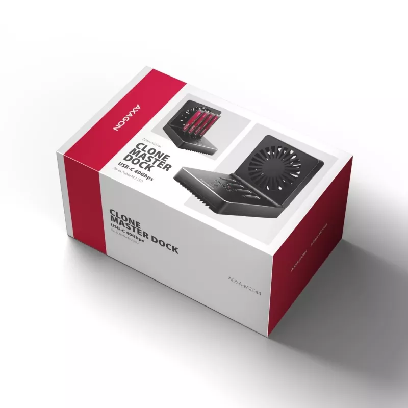 AXAGON ADSA-M2C44 USB4 40Gbps 4-Bay M.2 NVMe SSD Docking Station mit Offline-Klonfunktion, Aluminium, aktive Kühlung