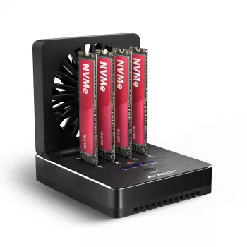 AXAGON ADSA-M2C44 USB4 40Gbps 4-Bay M.2 NVMe SSD Docking Station mit Offline-Klonfunktion, Aluminium, aktive Kühlung