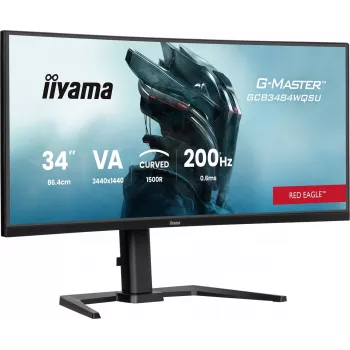 iiyama G-Master GCB3484WQSU-B2 Red Eagle 86,4 cm (34 inch) 3440 x 1440 Pixel UWQHD VA Curved Gaming Monitor 200Hz 0,6ms FreeSync Premium HDMI DisplayPort USB Hub Lautsprecher Schwarz