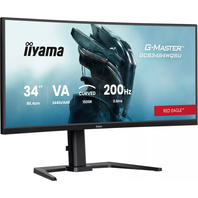 iiyama G-Master GCB3484WQSU-B2 Red Eagle 86,4 cm (34 inch) 3440 x 1440 Pixel UWQHD VA Curved Gaming Monitor 200Hz 0,6ms FreeSync Premium HDMI DisplayPort USB Hub Lautsprecher Schwarz