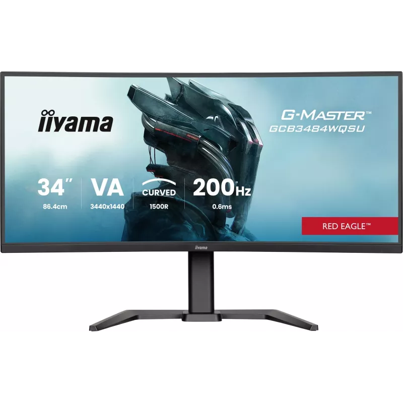 iiyama G-Master GCB3484WQSU-B2 Red Eagle 86,4 cm (34 inch) 3440 x 1440 Pixel UWQHD VA Curved Gaming Monitor 200Hz 0,6ms FreeSync Premium HDMI DisplayPort USB Hub Lautsprecher Schwarz