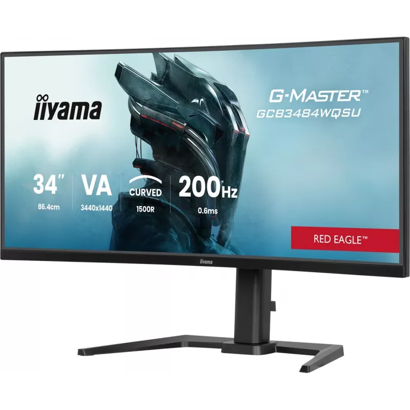 iiyama G-Master GCB3484WQSU-B2 Red Eagle 86,4 cm (34 inch) 3440 x 1440 Pixel UWQHD VA Curved Gaming Monitor 200Hz 0,6ms FreeSync Premium HDMI DisplayPort USB Hub Lautsprecher Schwarz