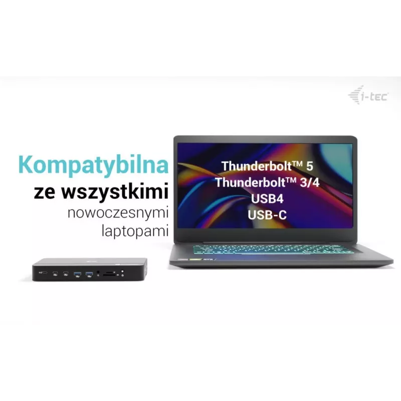 i-tec TB5 Triple Display Docking Station, 2x Thunderbolt 5, DP 2.1, 6x USB, M.2 NVMe-Steckplatz, 2,5G LAN, SD/microSD, Audio, PD 140W
