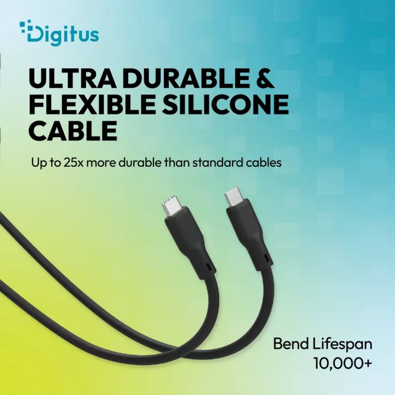 DIGITUS USB4 Version 2.0 Silicone Cable USB-C auf USB-C 80Gbps 240W 16K 0,5m Schwarz AK-300350-005-S