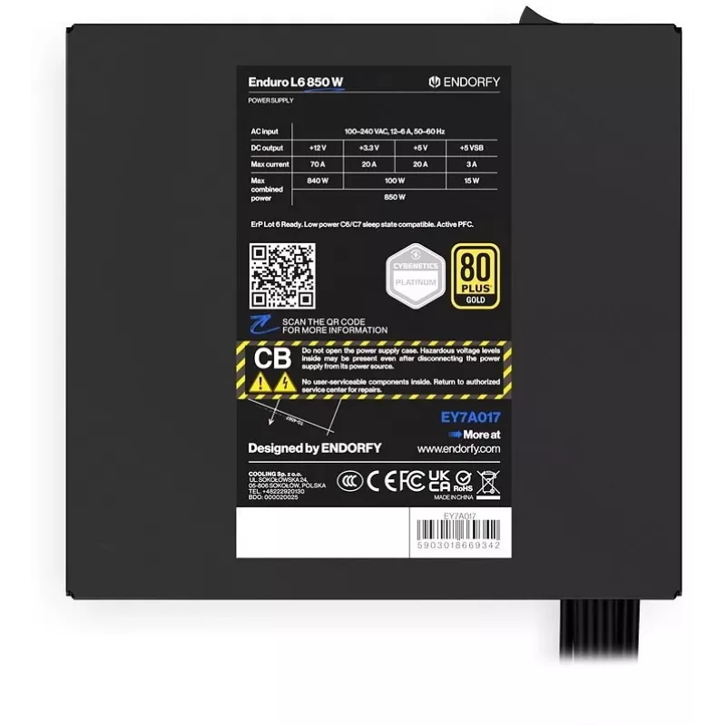 ENDORFY Enduro L6 850 W Netzteil 20+4 pin ATX 3.1 80 PLUS Gold Schwarz