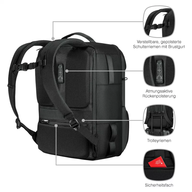 Wenger UrbanOne Travel 15.6 inch Laptop-Rucksack 33L Schwarz 653888