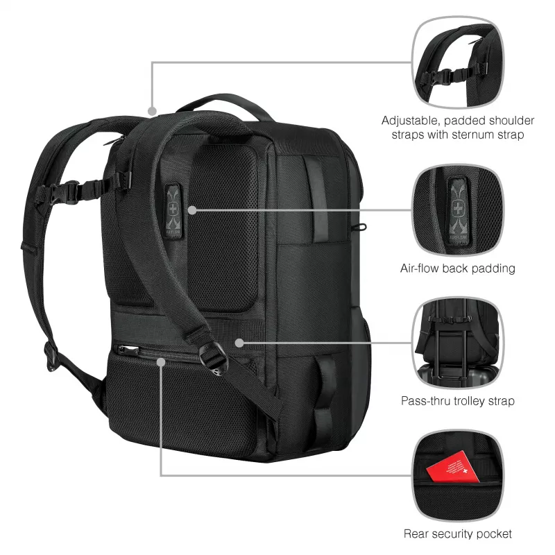 Wenger UrbanOne Travel 15.6 inch Laptop-Rucksack 33L Schwarz 653888