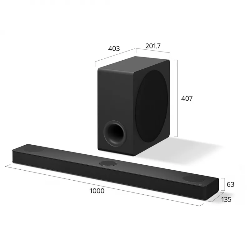 LG S80TY 3.1.3-Kanal 480W Dolby Atmos Soundbar mit kabellosem Subwoofer