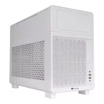 Thermaltake TR200 Snow White Micro-ATX PC-Gehäuse CA-11L-00S6NN-00 (SPCC-Stahl, 360 mm AIO-Unterstützung, 5,25-Zoll-Schacht, USB-C)