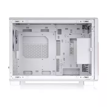Thermaltake TR200 WS Snow White — Micro-ATX PC-Gehäuse, Mesh mit Echtholz-Frontblende, 1x 120-mm-Lüfter, USB-C, 360-mm-Radiator / 365-mm-GPU-Unterstützung