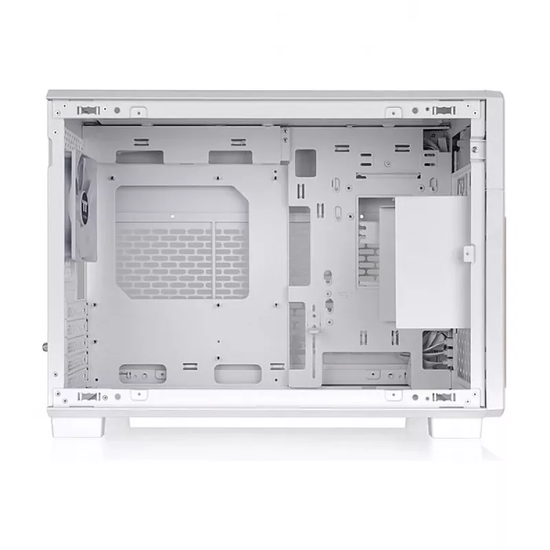 Thermaltake TR200 WS Snow White — Micro-ATX PC-Gehäuse, Mesh mit Echtholz-Frontblende, 1x 120-mm-Lüfter, USB-C, 360-mm-Radiator / 365-mm-GPU-Unterstützung