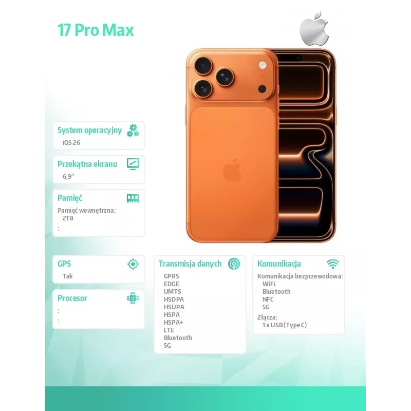 Apple iPhone 17 Pro Max 2TB Cosmic Orange