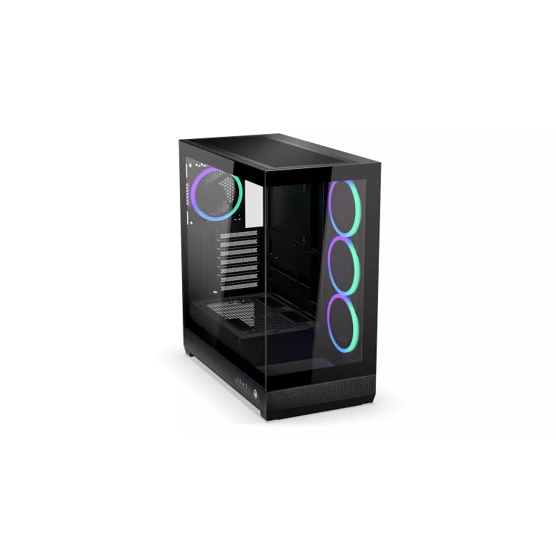 ENDORFY Fishtank 6000 Corona Mid-Tower PC-Gehäuse - Schwarz, Doppeltes Tempered Glass, 4x ARGB-Lüfter, USB-C, E-ATX