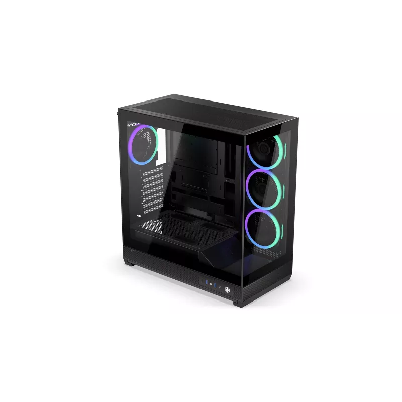 ENDORFY Fishtank 6000 Corona Mid-Tower PC-Gehäuse - Schwarz, Doppeltes Tempered Glass, 4x ARGB-Lüfter, USB-C, E-ATX