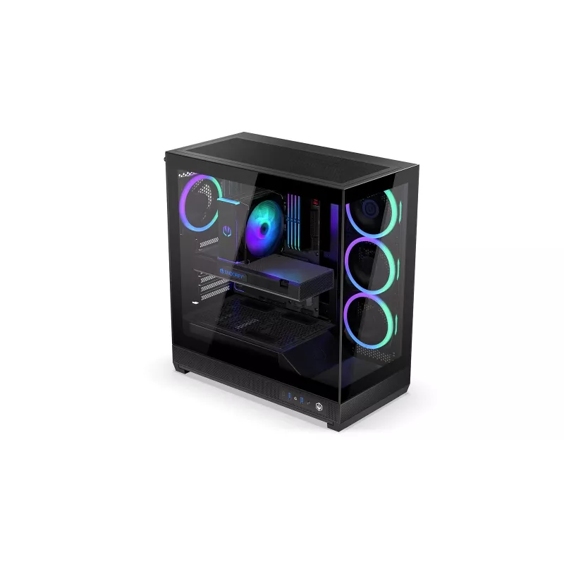 ENDORFY Fishtank 6000 Corona Mid-Tower PC-Gehäuse - Schwarz, Doppeltes Tempered Glass, 4x ARGB-Lüfter, USB-C, E-ATX