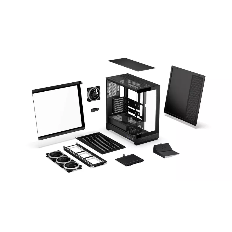 ENDORFY Fishtank 6000 Corona Mid-Tower PC-Gehäuse - Schwarz, Doppeltes Tempered Glass, 4x ARGB-Lüfter, USB-C, E-ATX