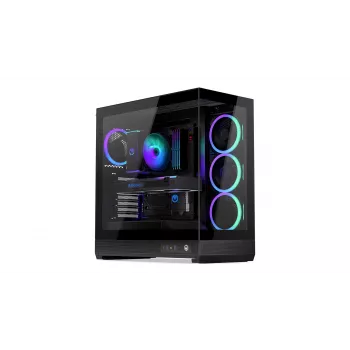 ENDORFY Fishtank 6000 Corona Mid-Tower PC-Gehäuse - Schwarz, Doppeltes Tempered Glass, 4x ARGB-Lüfter, USB-C, E-ATX