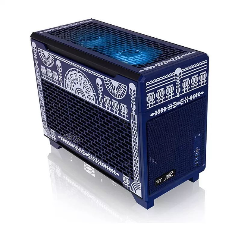 Thermaltake TR100 Koralie Edition Mini-ITX SFF Gehäuse Cobalt Blue - PCIe 4.0 Riser, SFX PSU, 360mm GPU - CA-11A-00SPNN-AR