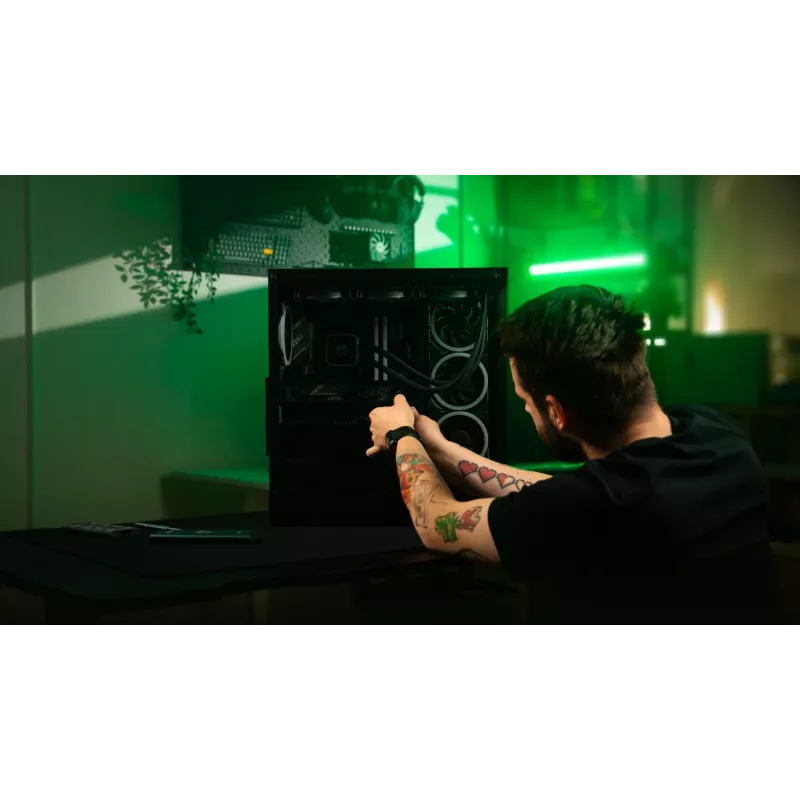 ENDORFY Fishtank 6000 Flex Mid-Tower PC-Gehäuse - Schwarz, doppeltes gehärtetes Glas, USB-C, E-ATX, Back-Connect Ready (keine Lüfter)