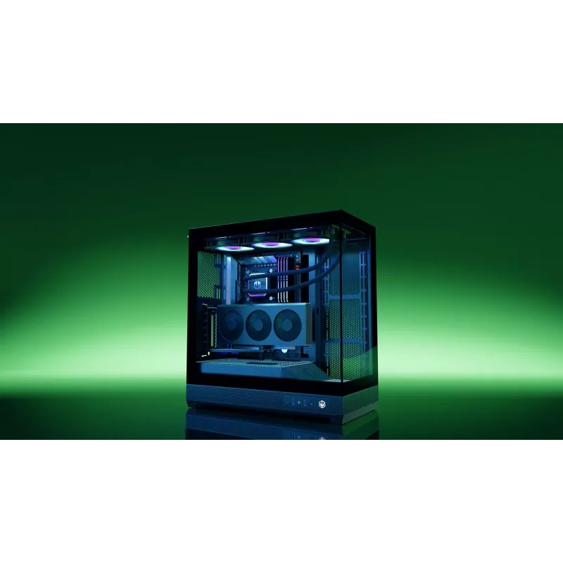 ENDORFY Fishtank 6000 Flex Mid-Tower PC-Gehäuse - Schwarz, doppeltes gehärtetes Glas, USB-C, E-ATX, Back-Connect Ready (keine Lüfter)