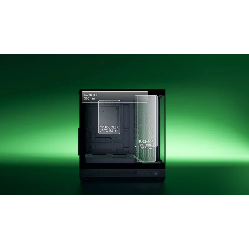 ENDORFY Fishtank 6000 Flex Mid-Tower PC-Gehäuse - Schwarz, doppeltes gehärtetes Glas, USB-C, E-ATX, Back-Connect Ready (keine Lüfter)