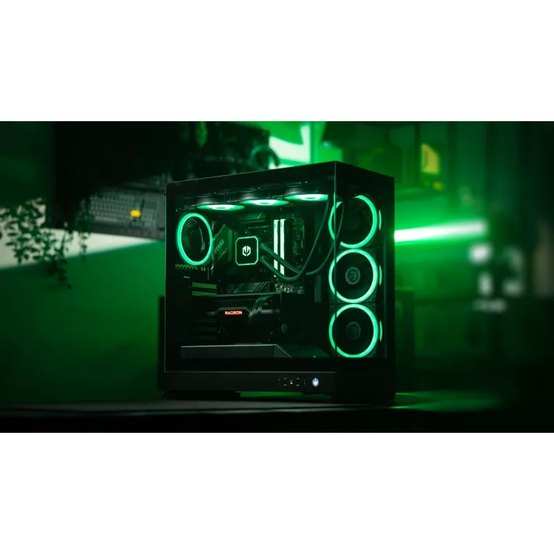 ENDORFY Fishtank 6000 Flex Mid-Tower PC-Gehäuse - Schwarz, doppeltes gehärtetes Glas, USB-C, E-ATX, Back-Connect Ready (keine Lüfter)