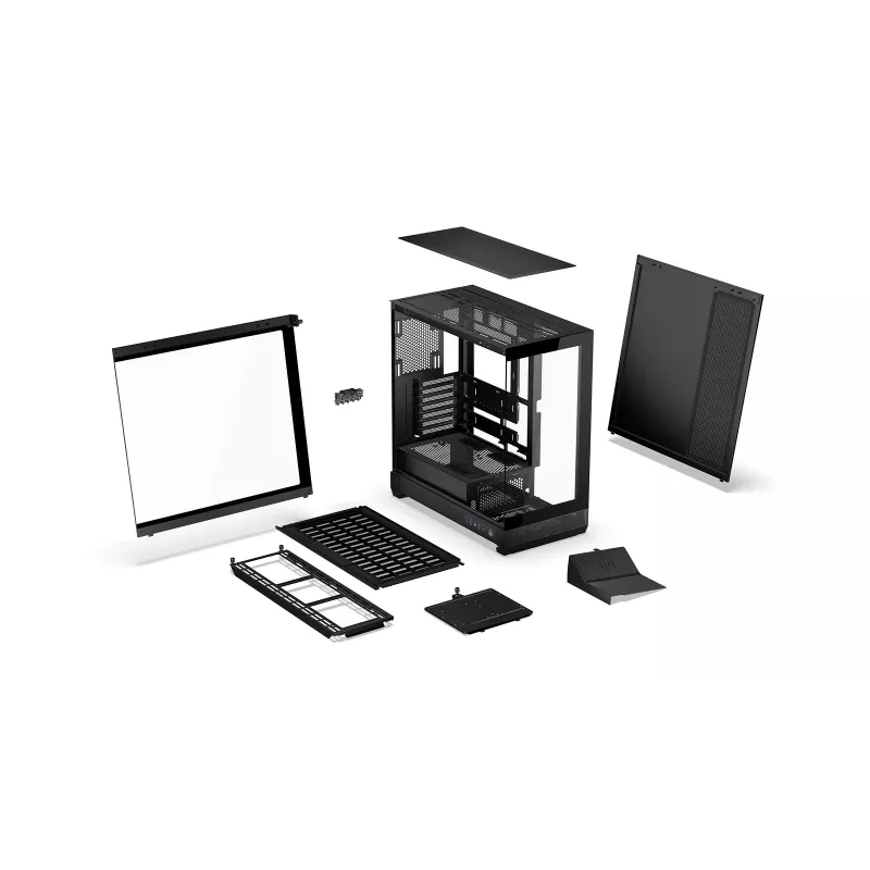 ENDORFY Fishtank 6000 Flex Mid-Tower PC-Gehäuse - Schwarz, doppeltes gehärtetes Glas, USB-C, E-ATX, Back-Connect Ready (keine Lüfter)