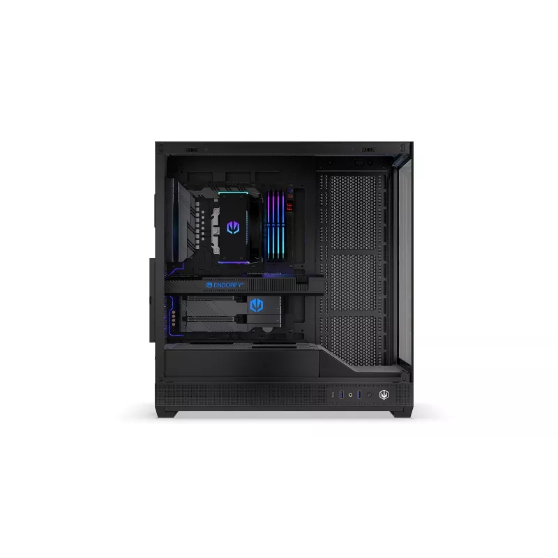 ENDORFY Fishtank 6000 Flex Mid-Tower PC-Gehäuse - Schwarz, doppeltes gehärtetes Glas, USB-C, E-ATX, Back-Connect Ready (keine Lüfter)