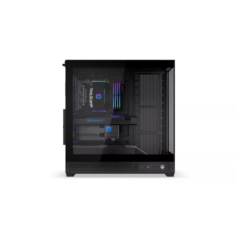 ENDORFY Fishtank 6000 Flex Mid-Tower PC-Gehäuse - Schwarz, doppeltes gehärtetes Glas, USB-C, E-ATX, Back-Connect Ready (keine Lüfter)
