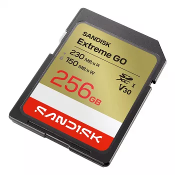 SanDisk Extreme GO SD UHS-I 256GB Speicherkarte, 230MB/s Lesen / 150MB/s Schreiben, V30 U3 4K UHD