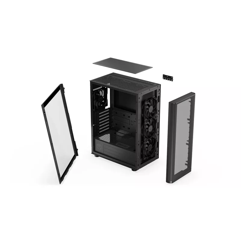 ENDORFY Ventum 400 Air ATX PC-Gehäuse - Schwarz, gehärtetes Glas, 4x Stratus 120 PWM-Lüfter, USB-C