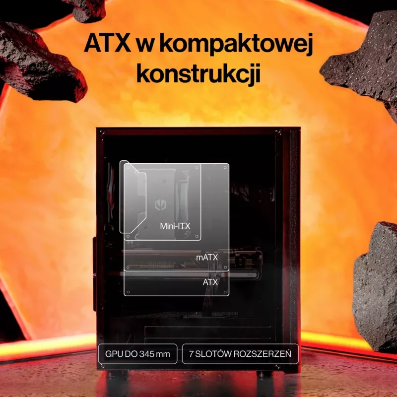 ENDORFY Ventum 400 Air ATX PC-Gehäuse - Schwarz, gehärtetes Glas, 4x Stratus 120 PWM-Lüfter, USB-C