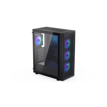 ENDORFY Ventum 400 ARGB ATX PC-Gehäuse - Schwarz, gehärtetes Glas, 4x Stratus 120 PWM ARGB Lüfter, ARGB & PWM Controller, USB-C