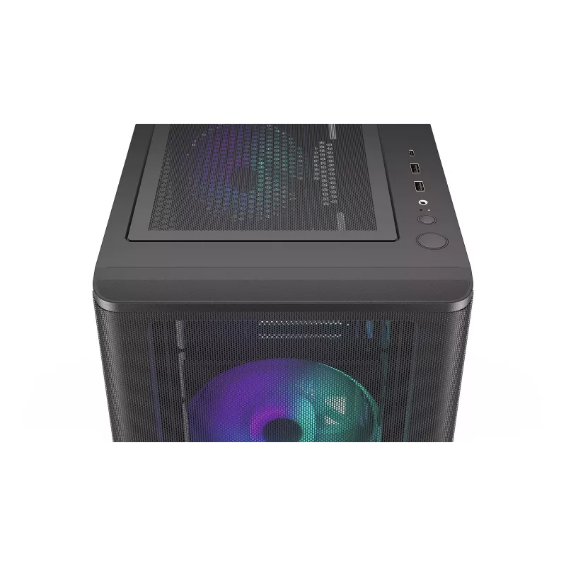 ENDORFY Ventum 400 ARGB ATX PC-Gehäuse - Schwarz, gehärtetes Glas, 4x Stratus 120 PWM ARGB Lüfter, ARGB & PWM Controller, USB-C