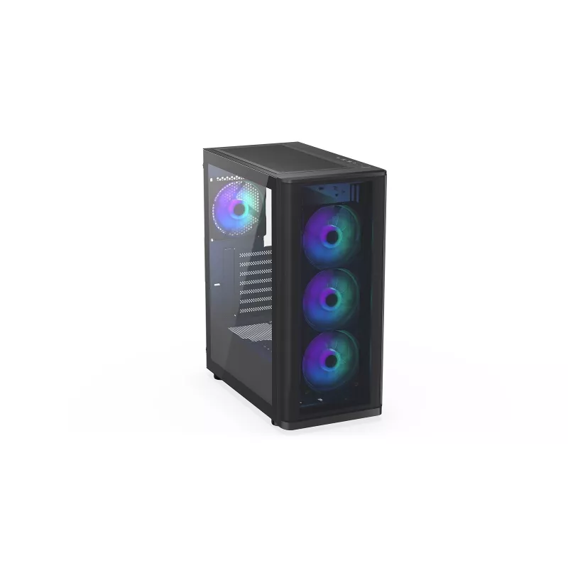 ENDORFY Ventum 400 ARGB ATX PC-Gehäuse - Schwarz, gehärtetes Glas, 4x Stratus 120 PWM ARGB Lüfter, ARGB & PWM Controller, USB-C